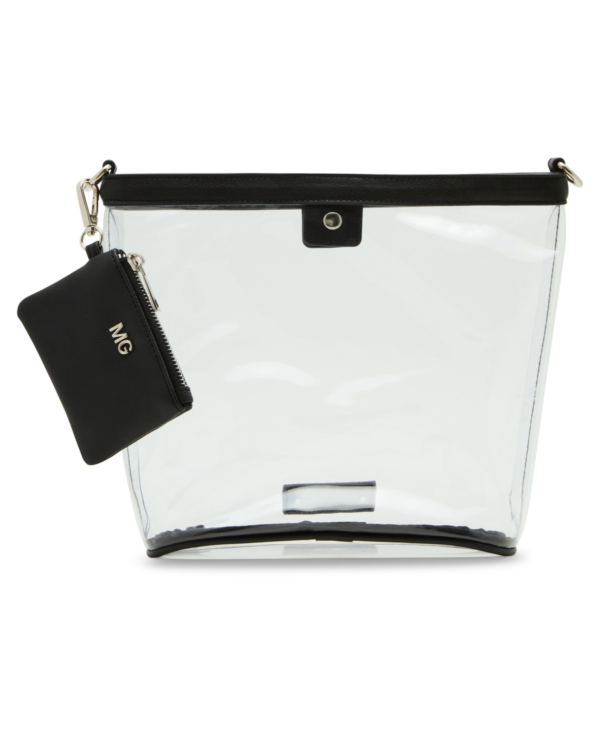 Madden Girl Cleo Clear Vinyl Bucket Crossbody Bag In Black