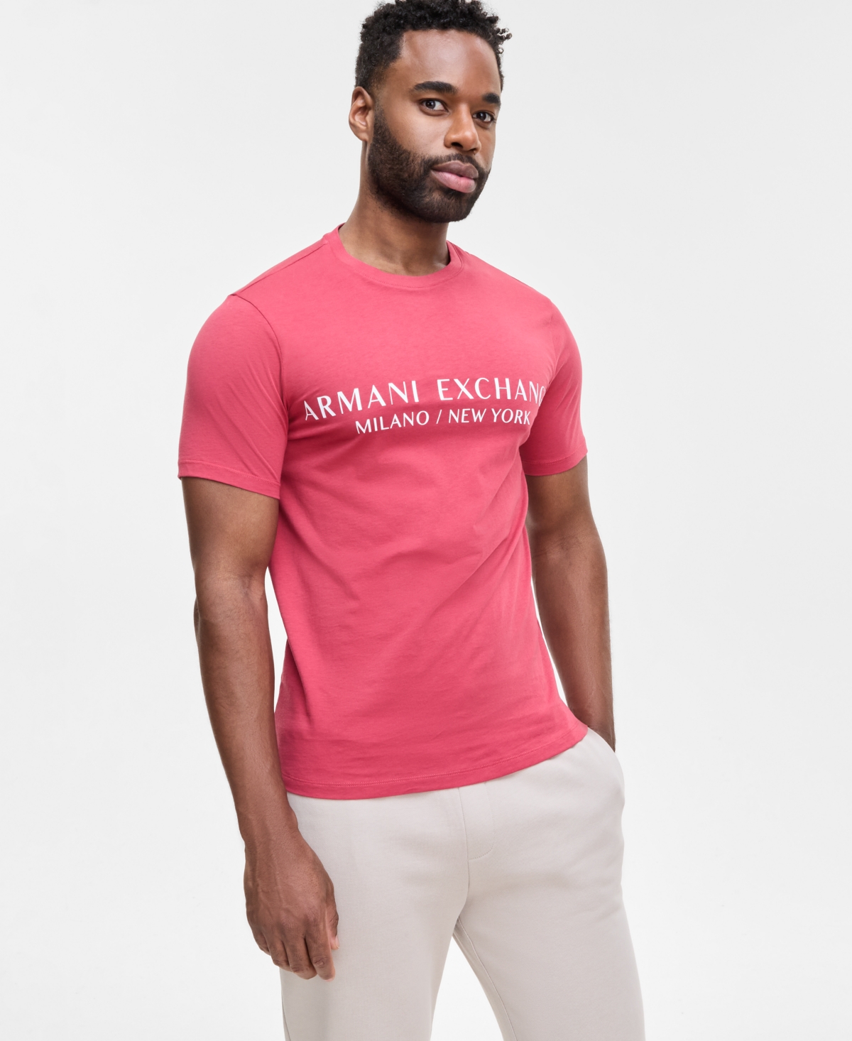 Aix Armani Exchange Men's Text Logo T-Shirt - Cardinal