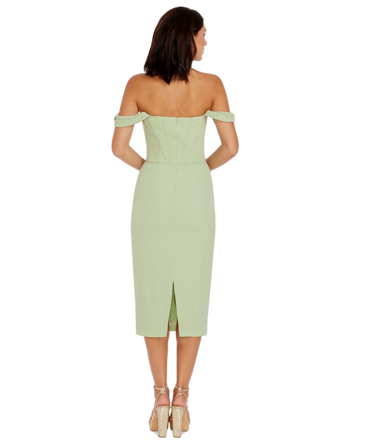 DRESS THE POPULATION WOMEN'S VICKIE OFF-THE-SHOULDER DRESS 