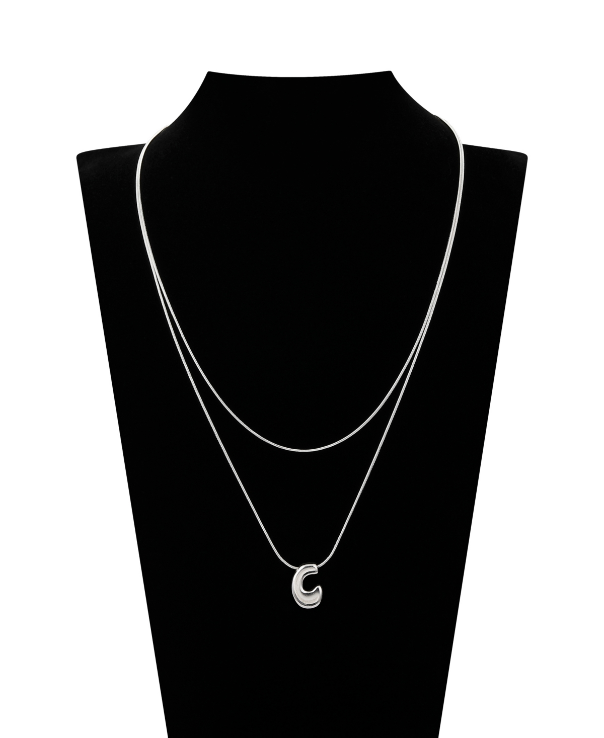 Unwritten X Moda Sport Silver Tone Water Resistant Initial Layered Necklace In Silver C
