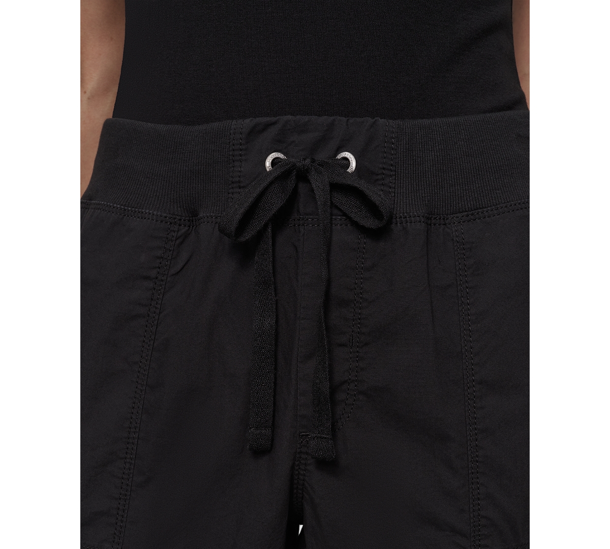 Dkny Sport Women's Cotton Ribbed-waist Jogger Cargo Pants In Black
