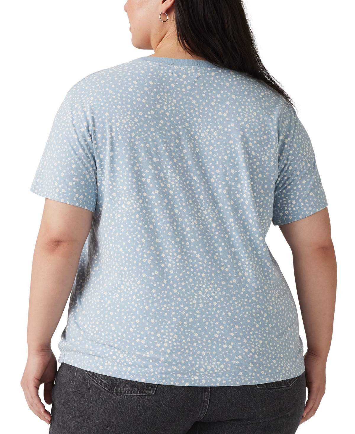Levi's Plus Size Cotton The Perfect Scattered-floral Tee In Scattered Floral Dusty Blue