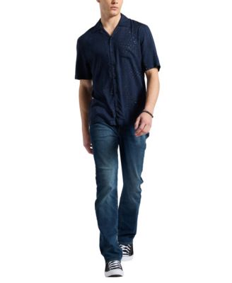 Men's Lightweight Short Sleeve Button Up Bandana Print Camp Shirt