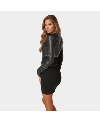 Комбинированный топ Bebe из искусственной кожи Pdr на молнии спереди для женщин