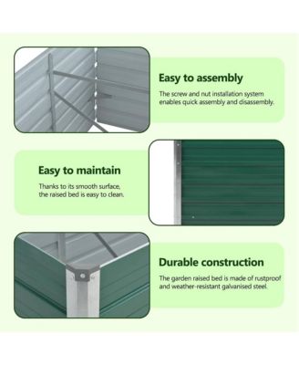 Raised Bed Green Galvanized Steel 94.5 x 31.5 x 17.7 in Planters