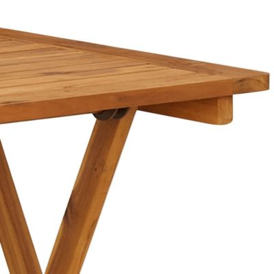Folding Patio Table 27.6"x27.6"x29.5" Solid Acacia Wood