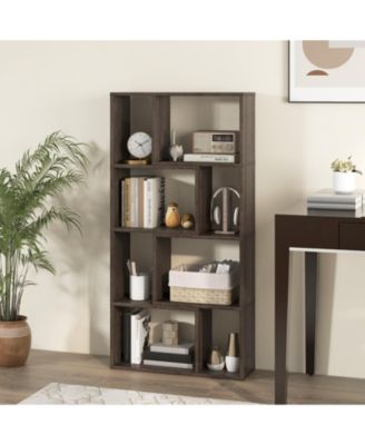 4-Tier Geometric Bookshelf with 8 Open Cubes for Living Room or Bedroom Storage