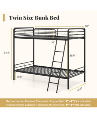 Space-Saving Heavy Duty Metal Bunk Bed with Built-In Ladder