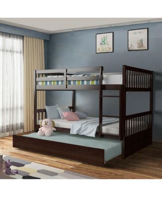 Bunk Bed Platform with Wooden Frame and Ladder for Space-Saving and Easy Access