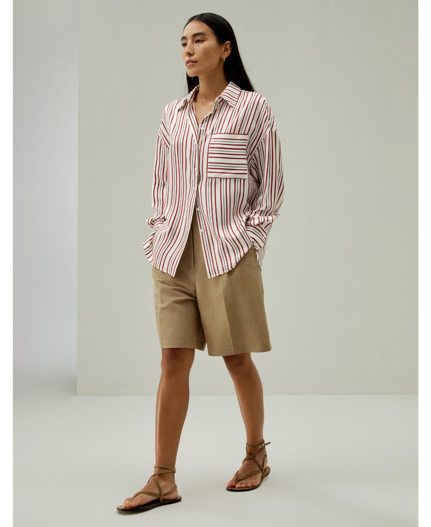 Women's Oversized Striped Silk-Twill Shirt