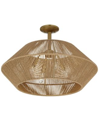 Possini Euro Pedro 24" Wide Brass and Rattan 4-Light Ceiling Light - Possini Euro Design