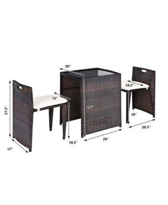 3 PCS Cushioned Wicker Patio Furniture Set Seat Sofa Outdoor No Assembly