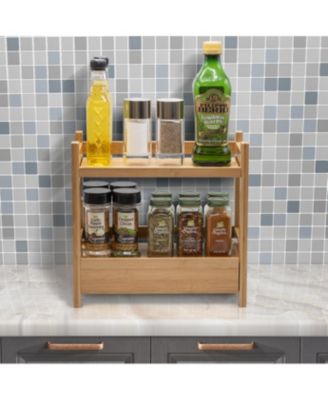 2-Tier Bamboo Kitchen Countertop Organizer - ideal for storage and display, stores your favorite spices, seasonings, and household items