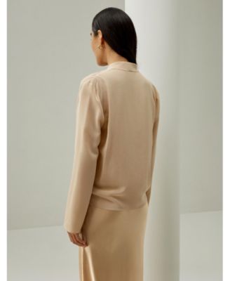 Women's Silk Crepe de Chine Long Sleeve Blouse