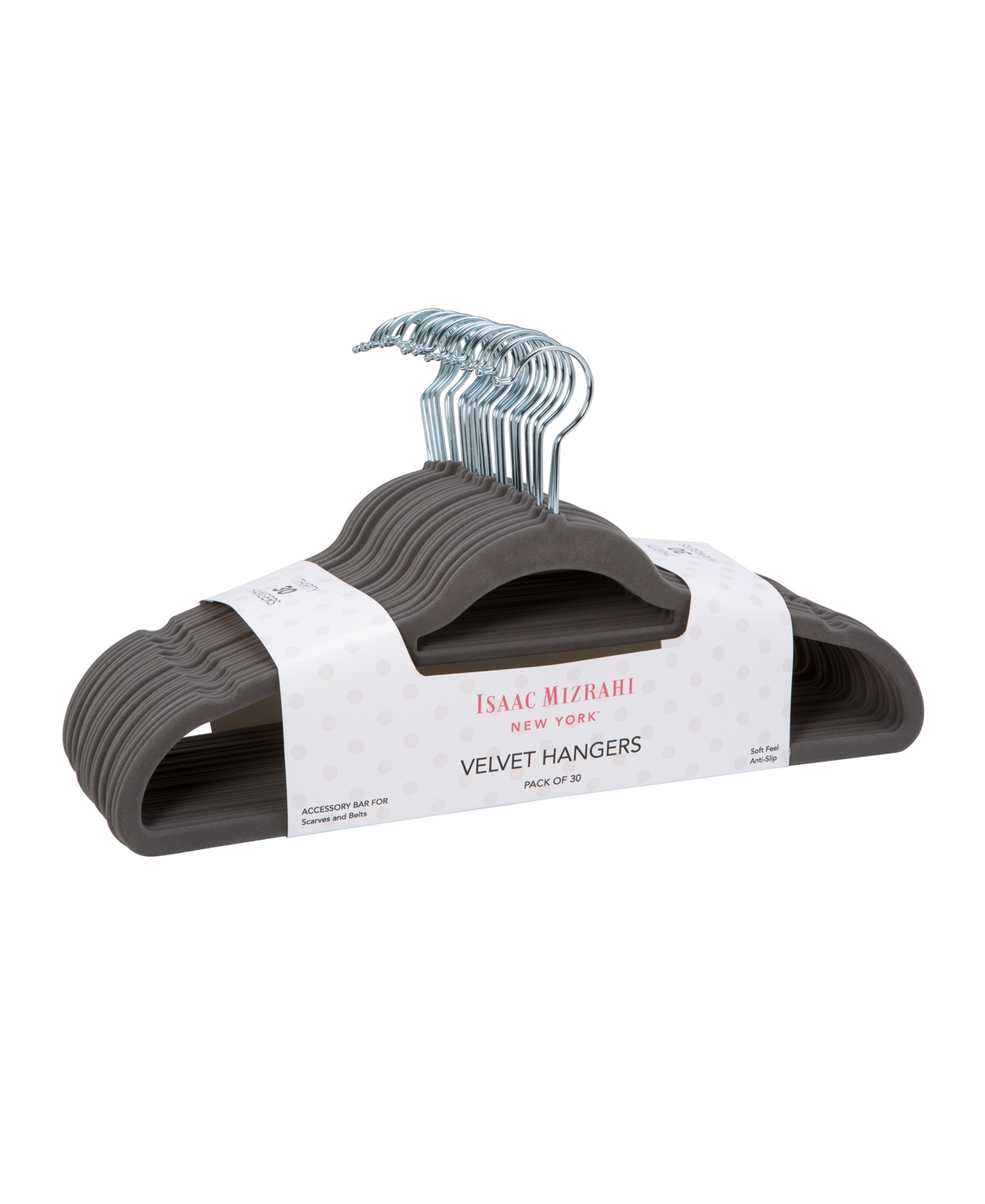 Isaac Mizrahi Velvet Hangers, Pack Of 30 In Gray