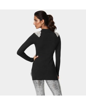 Женский свитер-туника с имитацией шеи, украшенный Бебе