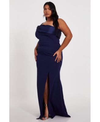 Макси-платье QUIZ Plus размера на одно плечо из атласа/аквалангного крепа
