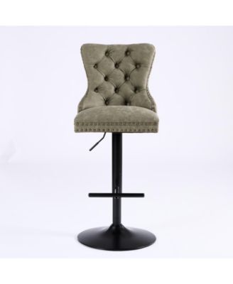 Set of 2 Metal/Faux Leather Adjustable Swivel Modern Design Bar Stools