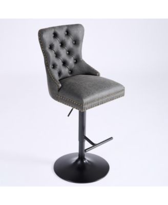 Set of 2 Metal/Faux Leather Adjustable Swivel Modern Design Bar Stools