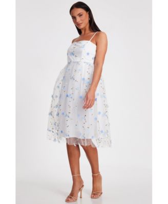 Женское вышитое сетчатое платье миди с цветочным рисунком QUIZ