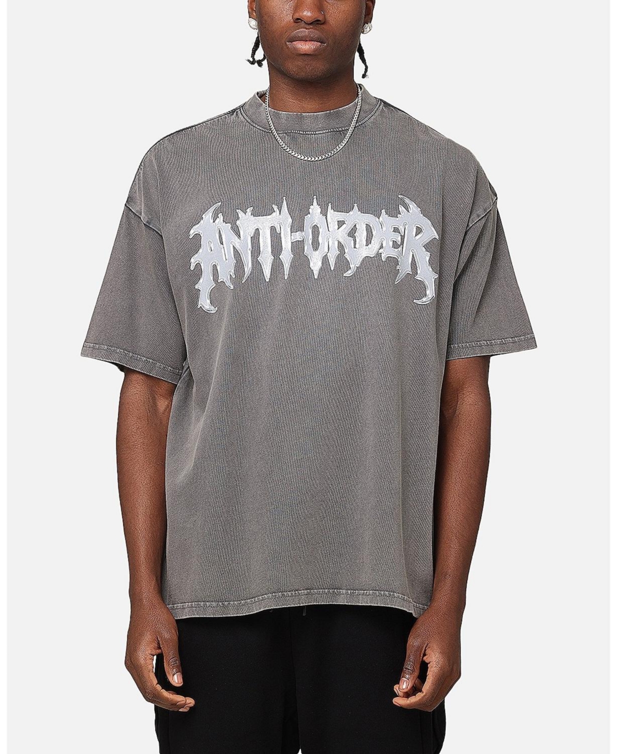 New Dawn Mock Neck T-Shirt - Washed charcoal
