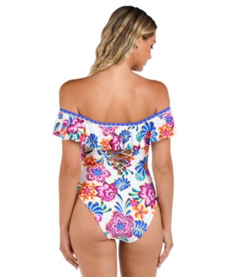 Женский купальник La Blanca Paradiso с открытыми плечами и оборками