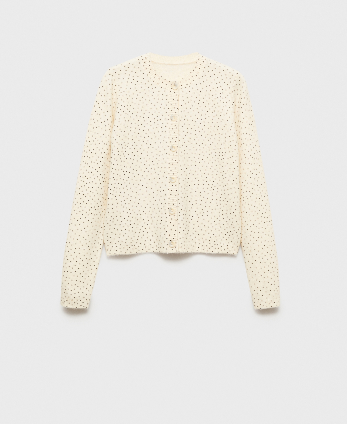 Mango Polka-dot Knitted Sweater Ecru In Ecru