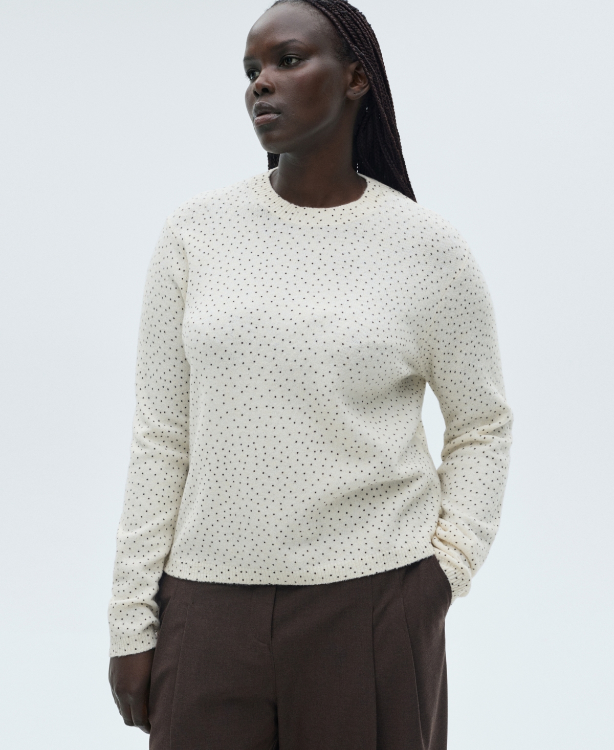 Mango Women's Polka Dot Knitted Sweater In Ecru