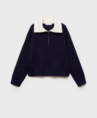 Women's Contrast Collar Knit Sweater