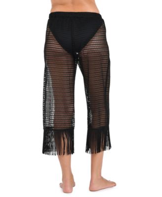Женские укороченные брюки-маскировщики La Blanca из сетки с бахромой