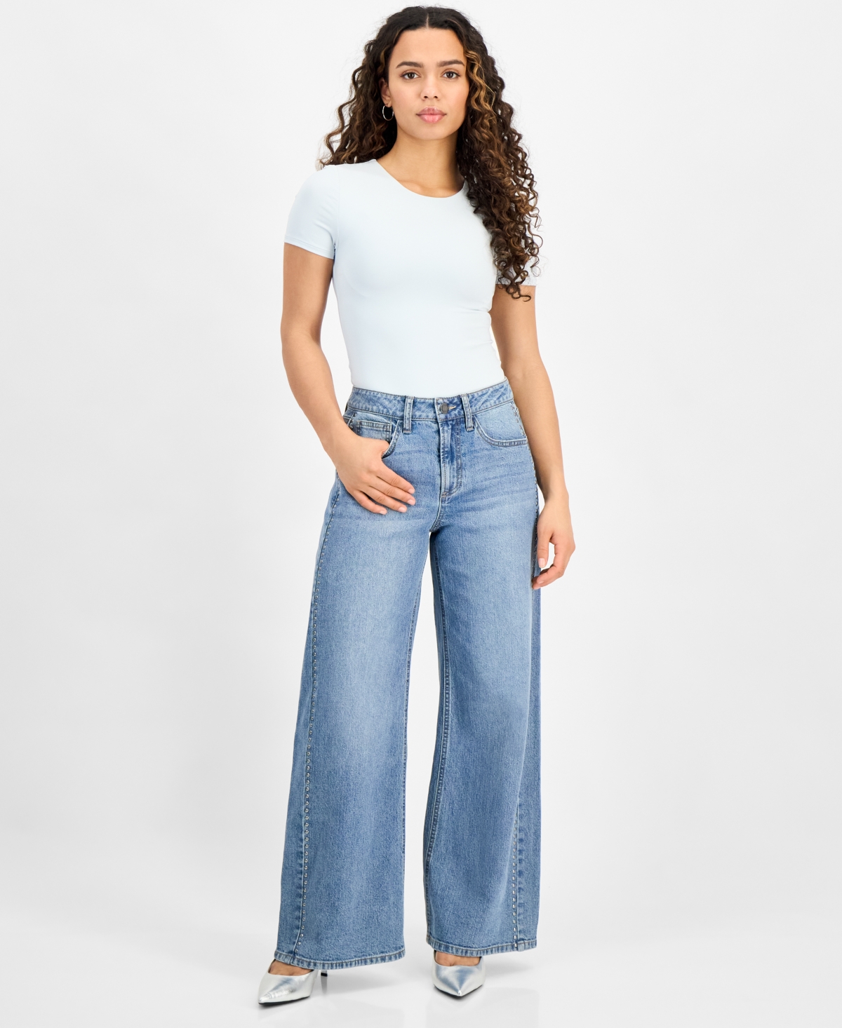 AND NOW THIS PETITE STUDDED MID-RISE WIDE-LEG JEANS, EXCLUSIVELY AT MACY'S 
