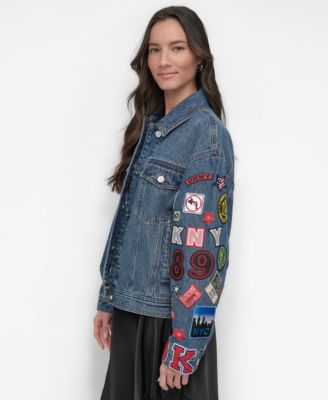 DKNY バック刺繍デニムジャケット サイズ4　レディース DKNY Women's Patchwork Denim Jacket - Macy's