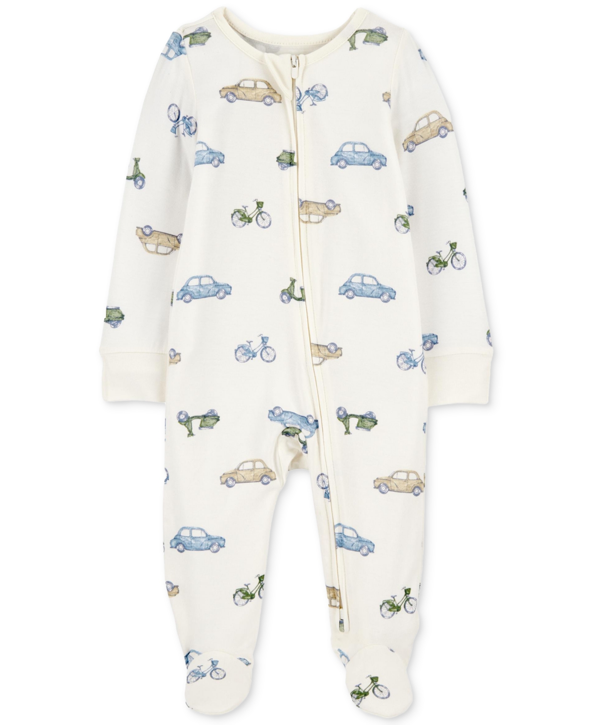 Carter's Purelysoft By  Baby Zip-up Purelysoft 1-piece Sleep & Play Pajamas In Ivory-cars