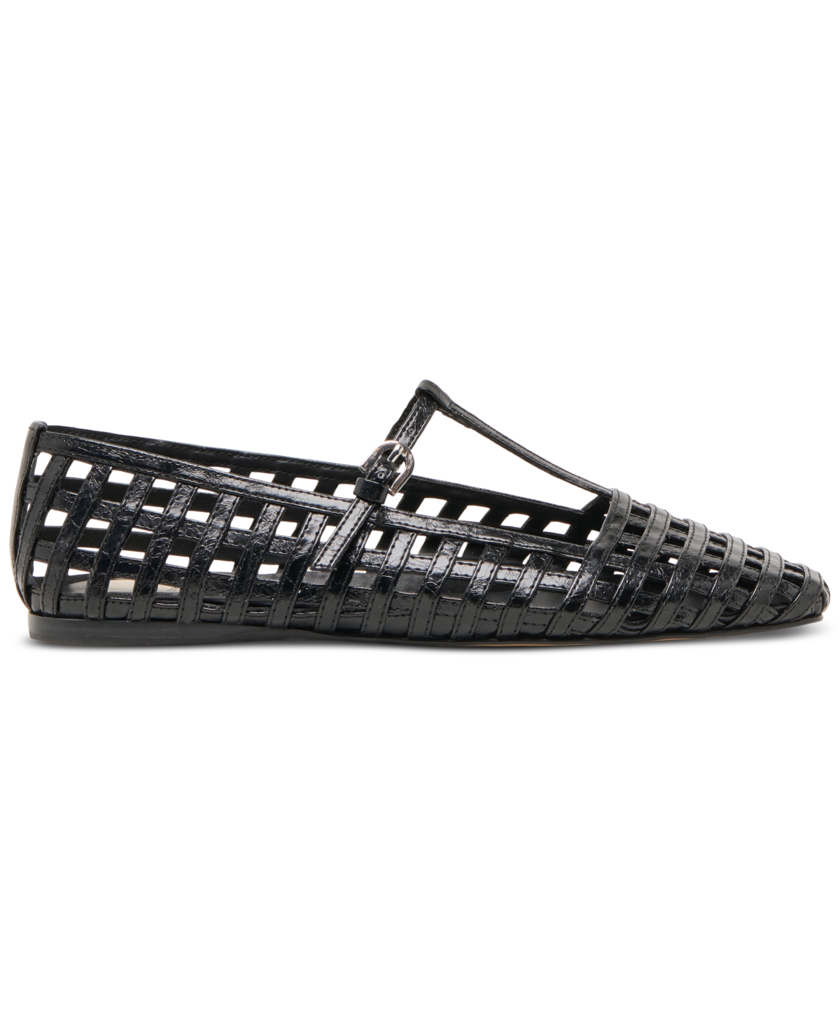 Dolce Vita Women's Rains T-strap Woven Mary Jane Flats In Black Leather