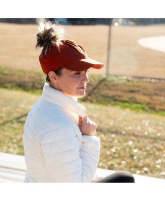 Женская регулируемая шапочка для бега с высоким конским хвостом - оранжевая