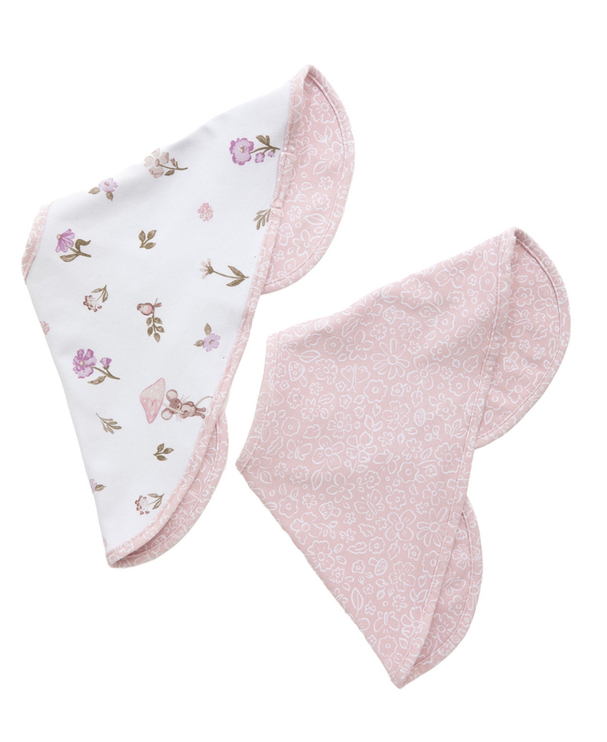 Living Textiles Baby Girls 2-pack Mushroom House Collection Bib Burp Cloth In Multicolor