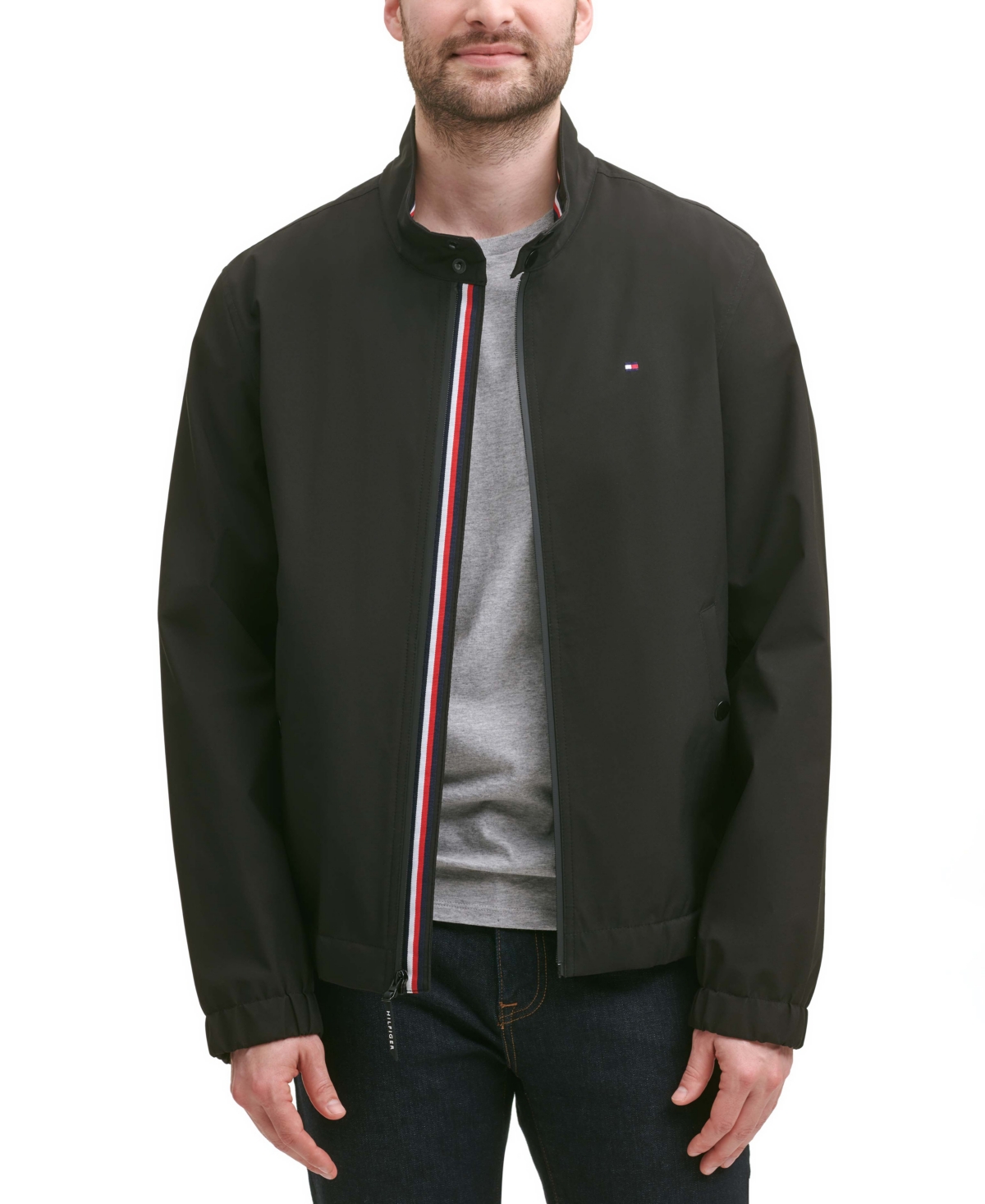 Tommy Hilfiger Men's Stand-collar Jacket In Black