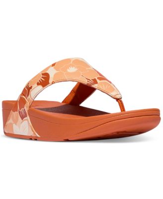 FitFlop - Women's Lulu Flowerz Leather Toe-Post Wedge Sandals