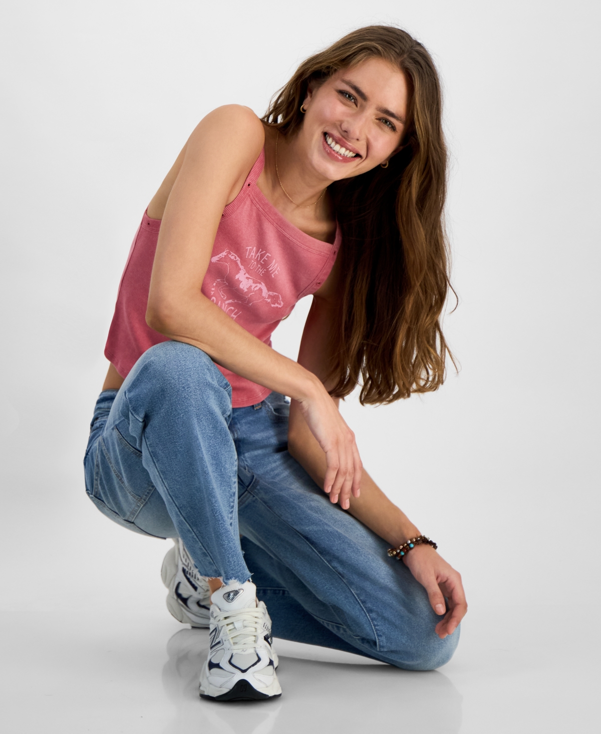 Love Tribe Juniors' Take Me To The Ranch Graphic Tank Top In Red