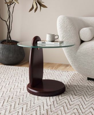 Artesia 19.68" Modern Tempered Glass Top End Table