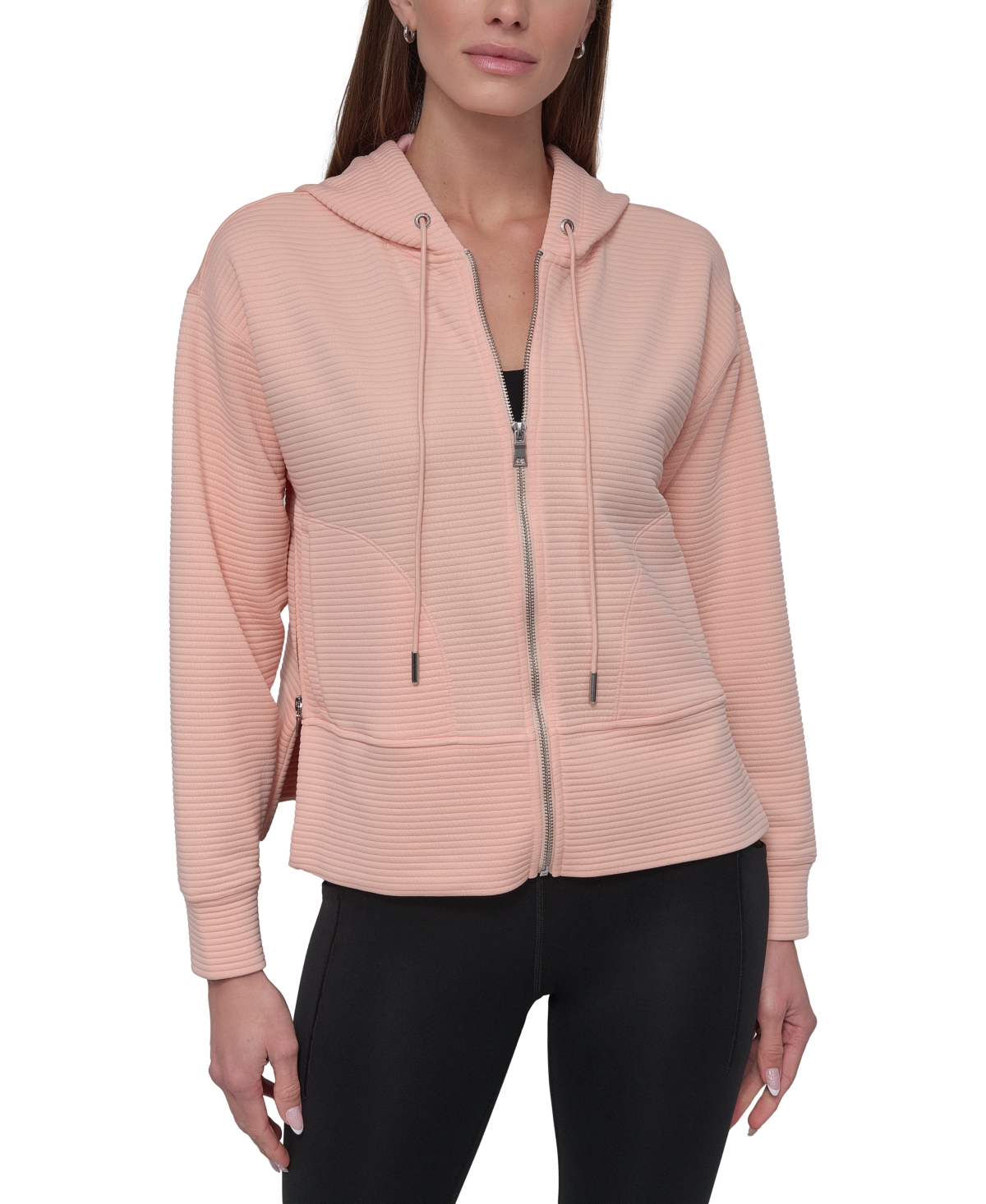 Dkny Women's Tech Ottoman Full-zip Hoodie In Tropical Peach