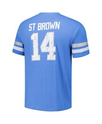 Величественная мужская футболка Amon-Ra St. Brown Blue Detroit Lions с именем и номером игрока большого размера
