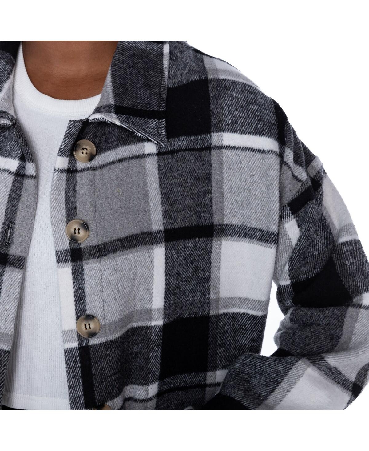 Gameday Couture Women's Gray Kansas City Chiefs Fieldside Fun Plaid Button-up Overshirt In Gray