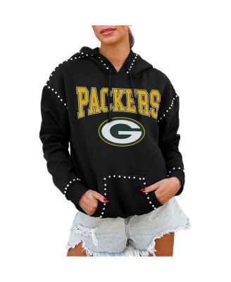 Gameday Couture - Women's  Black Green Bay Packers Catch the Vibe Studded Pullover Hoodie
