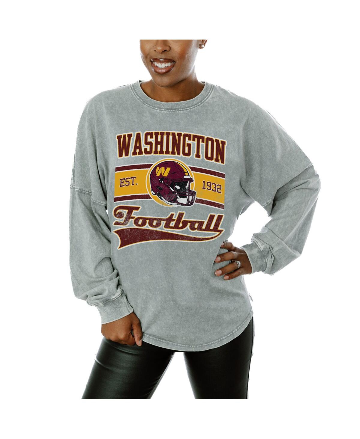 Shop Gameday Couture Women's Gray Washington Commanders Snow Wash Oversized Long Sleeve T-shirt