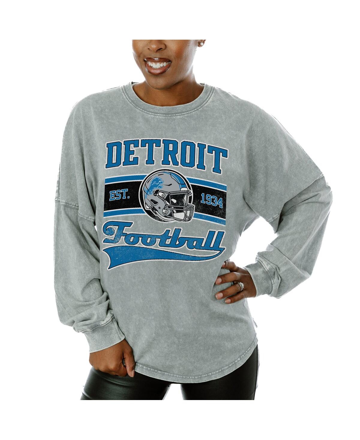 Shop Gameday Couture Women's Gray Detroit Lions Snow Wash Oversized Long Sleeve T-shirt