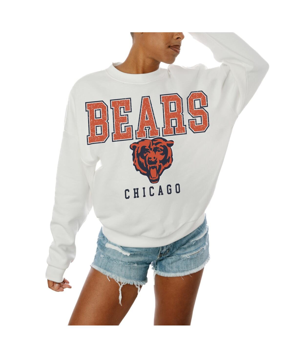 Gameday Couture Women's White Chicago Bears Sunday Drives Oversized Crewneck Pullover Sweatshirt In White
