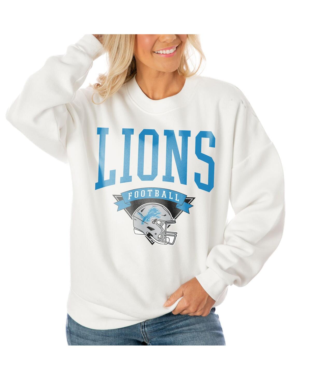 Shop Gameday Couture Women's White Detroit Lions Oversized Line Pullover Sweatshirt