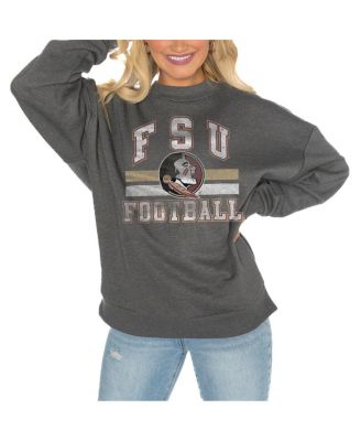 Gameday Couture - Women's Charcoal Florida State Seminoles Good Vibes Premium Fleece Drop Shoulder Pullover Sweatshirt
