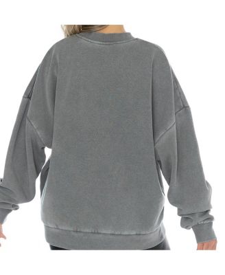 Women's Gray Minnesota Vikings Vintage Wash Oversized Crewneck Fleece Pullover